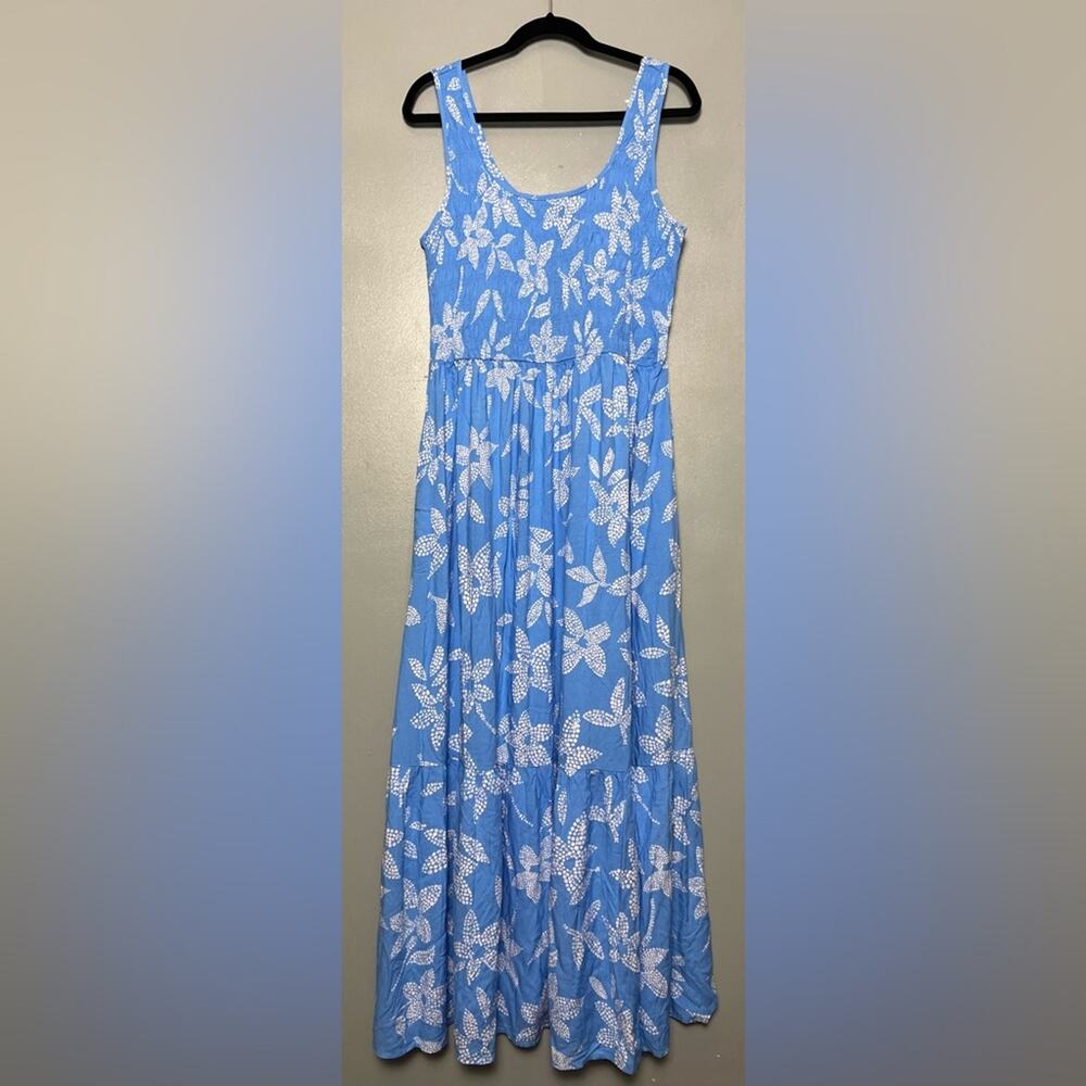 NWT Steve Madden Carly Azure Blue White Maxi Sundress Floral Women’s Size L